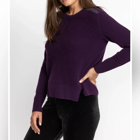 NWT Johnny Was Mishika Waffle Pullover Med Wool/Cashmere Purple Sweater - Picture 1 of 8